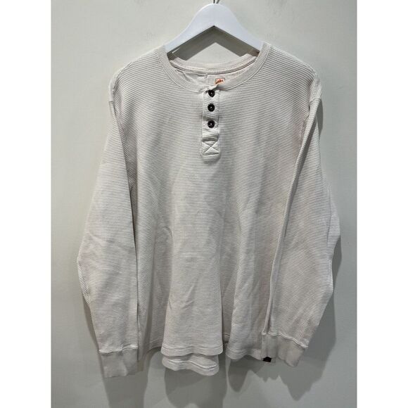 Lot 2 Northwest Territory Mens Henley Shirts 2XLT Weave Blue Ivory Cotton Thick - Picture 4 of 9